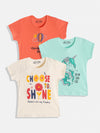 FEMEA Girls Pack Of 3 Typography 3 Printed T-shirt