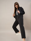 Femea Women Mock Collar Fleece Drop shoulder Track Suit