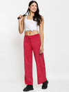 FEMEA Women Solid Wide Leg Track Pants