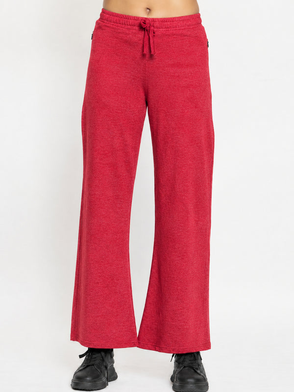 FEMEA Women Solid Wide Leg Track Pants