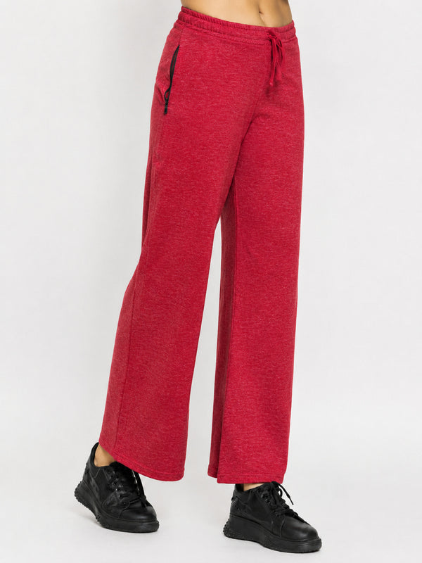 FEMEA Women Solid Wide Leg Track Pants