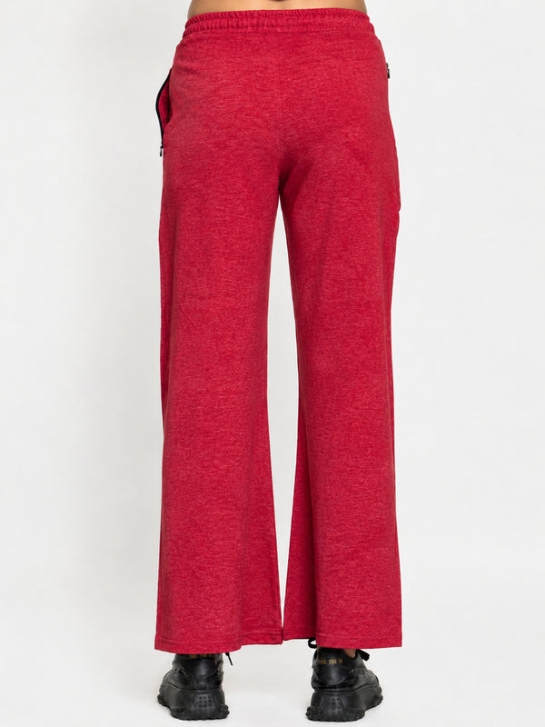 FEMEA Women Solid Wide Leg Track Pants