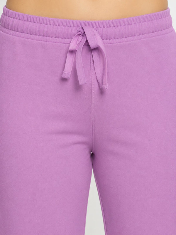 FEMEA Women Solid Wide Leg Track Pants