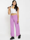 FEMEA Women Solid Wide Leg Track Pants
