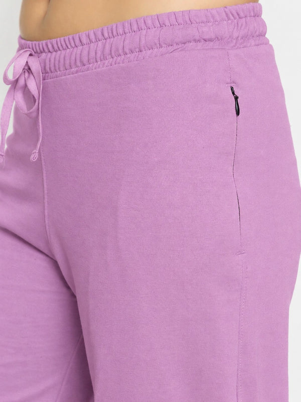 FEMEA Women Solid Wide Leg Track Pants