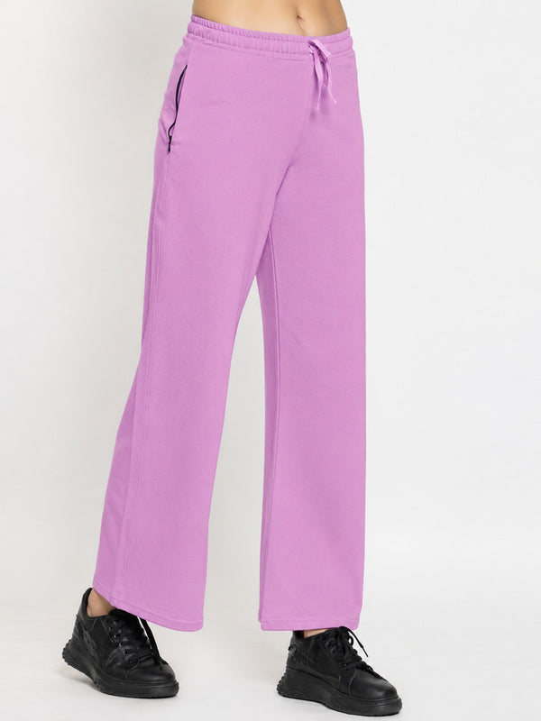 FEMEA Women Solid Wide Leg Track Pants