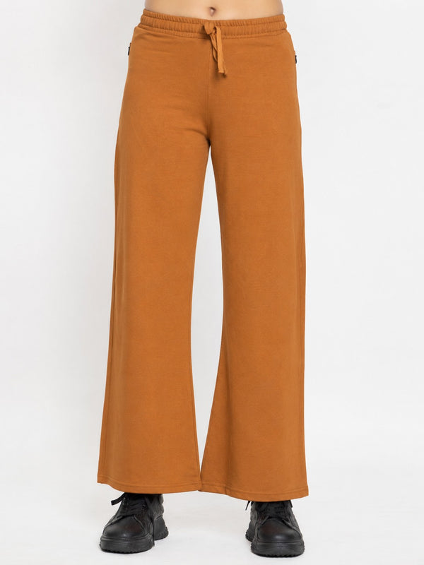 FEMEA Women Solid Wide Leg Track Pants