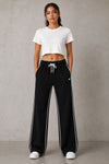 Femea Women's Wide-Leg Track Pants with Contrast White Piping