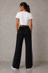 Femea Women's Wide-Leg Track Pants with Contrast White Piping