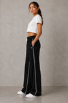 Femea Women's Wide-Leg Track Pants with Contrast White Piping