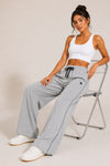 Femea Women's Wide-Leg Track Pants with Contrast White Piping