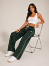 Femea Women's Wide-Leg Track Pants with Contrast White Piping
