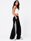 Femea Women's Wide-Leg Track Pants with Contrast White Piping