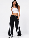 Femea Women's Wide-Leg Track Pants with Contrast White Piping