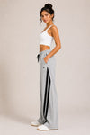 Femea Women's Wide-Leg Track Pants with Contrast White Piping