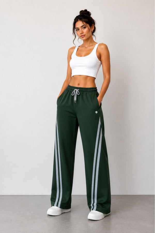 Femea Women's Wide-Leg Track Pants with Contrast White Piping