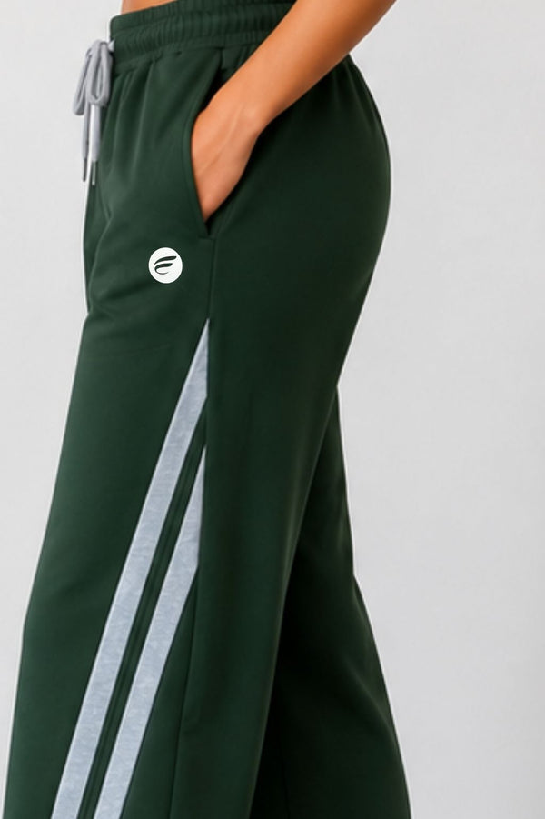 Femea Women's Wide-Leg Track Pants with Contrast White Piping
