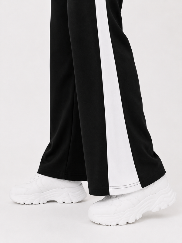Femea Women's Wide-Leg Track Pants with Contrast White Piping