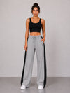 Femea Women's Wide-Leg Track Pants with Contrast White Piping