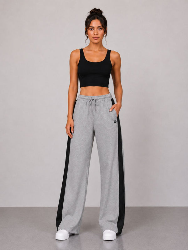 Femea Women's Wide-Leg Track Pants with Contrast White Piping