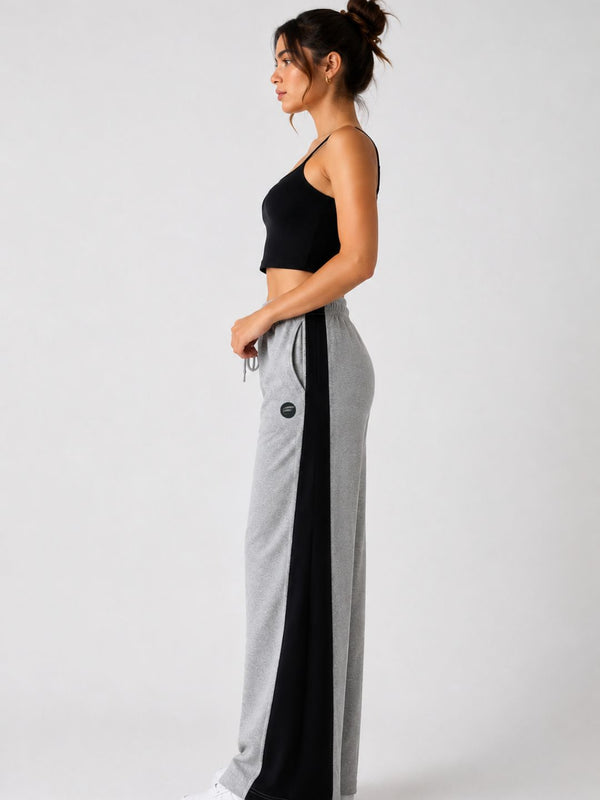 Femea Women's Wide-Leg Track Pants with Contrast White Piping