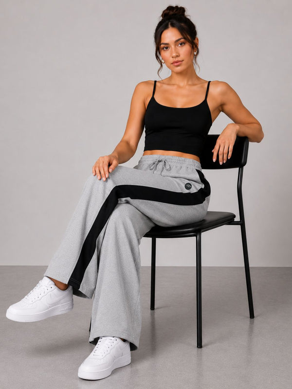 Femea Women's Wide-Leg Track Pants with Contrast White Piping