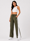 Femea Women's Wide-Leg Track Pants with Contrast White Piping