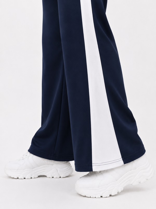 Femea Women's Wide-Leg Track Pants with Contrast White Piping