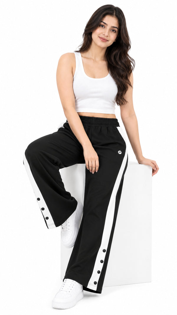 Femea Women's Side Panel Wide Leg Track Pants-1333