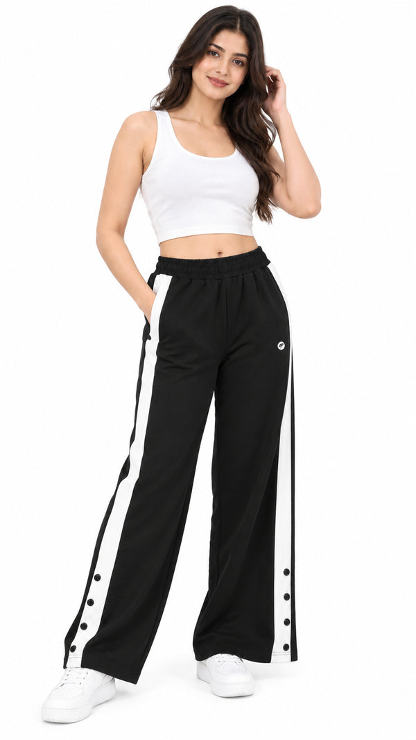Femea Women's Side Panel Wide Leg Track Pants-1333