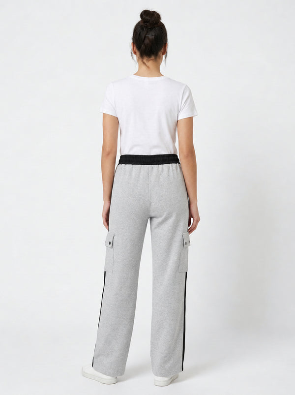 Femea Women’s Casual Cargo Track Pants with Side Stripes & Drawstring Waist