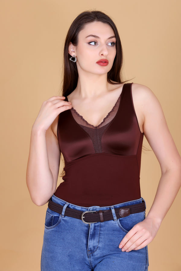 New Satin Brushed Aloe Vera Thermal Vest Outer Lace Women Inner wear
