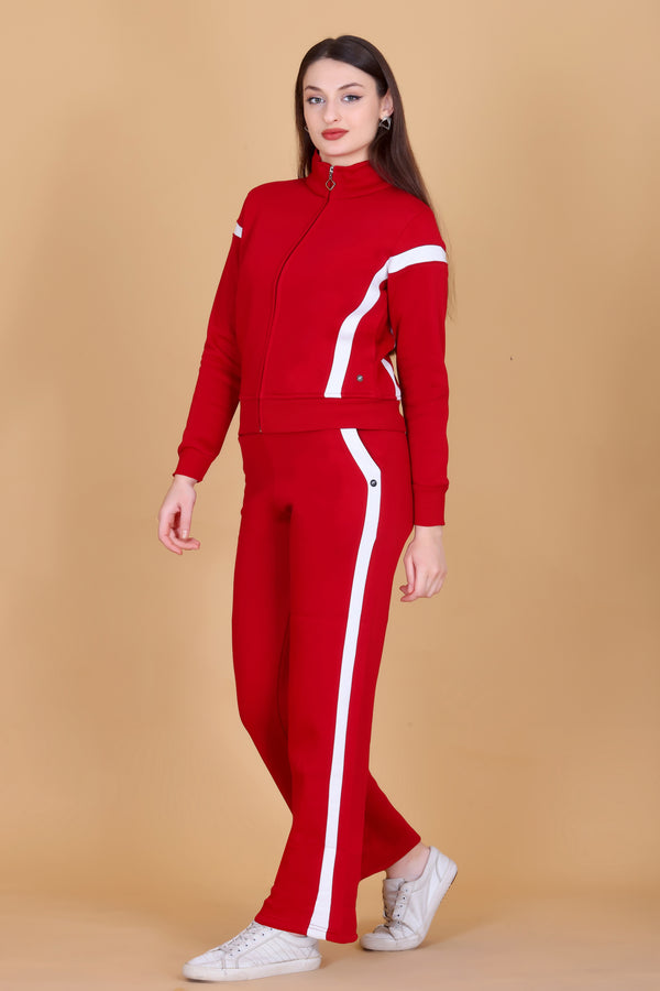 Femea Women’s Stylish Zip-Up Tracksuit Set with Contrast Panel Design