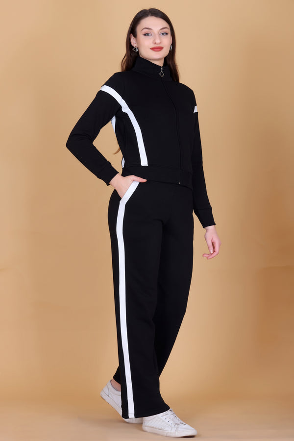 Femea Women’s Stylish Zip-Up Tracksuit Set with Contrast Panel Design
