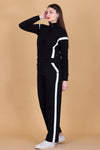Femea Women’s Stylish Zip-Up Tracksuit Set with Contrast Panel Design