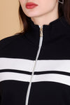 Femea Women’s Stylish Zip-Up Tracksuit Set with Contrast Panel Design