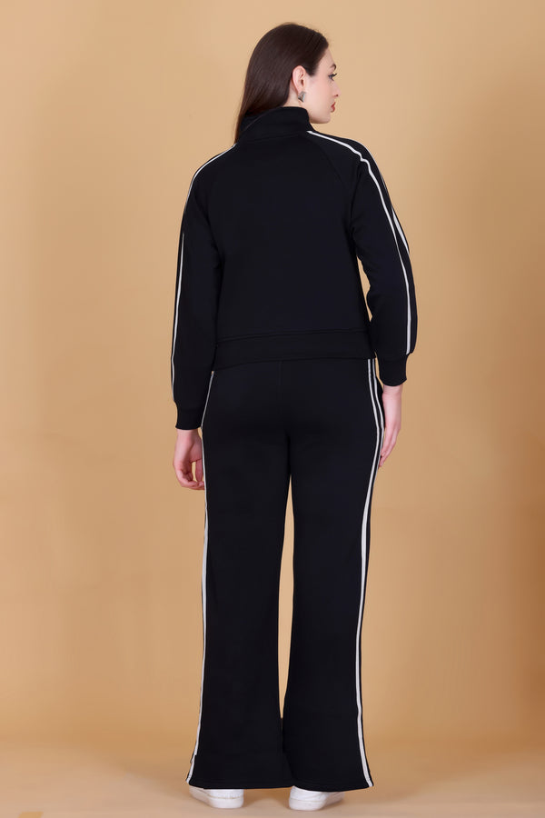 Femea Women’s Stylish Zip-Up Tracksuit Set with Contrast Panel Design