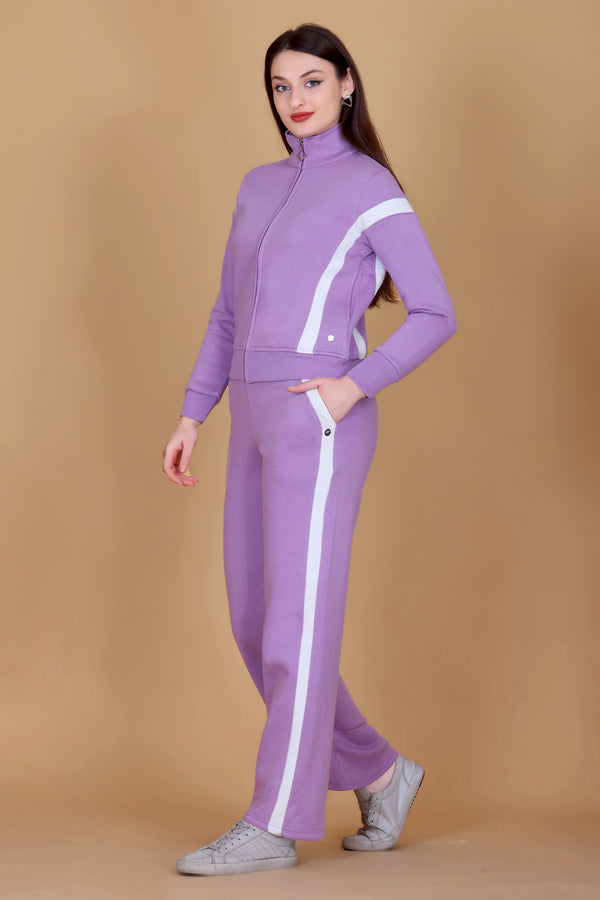 Femea Women’s Stylish Zip-Up Tracksuit Set with Contrast Panel Design