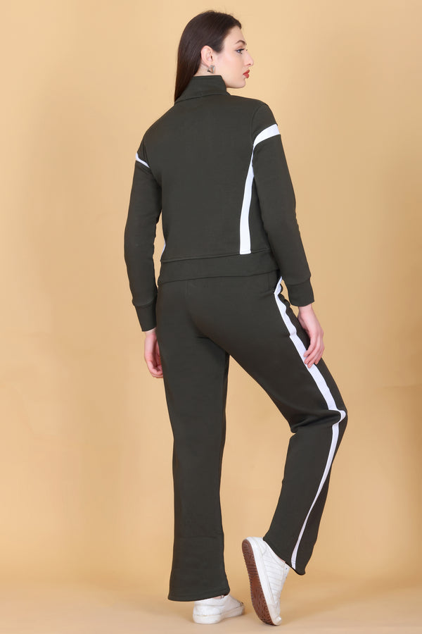 Femea Women’s Stylish Zip-Up Tracksuit Set with Contrast Panel Design