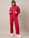 Femea Women Mock Collar Fleece Drop shoulder Track Suit