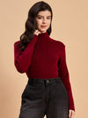 RVK Women Solid Acrylic High Neck Sweater