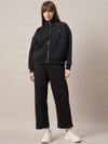 Femea Women Mock Collar Fleece Drop shoulder Track Suit
