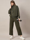 Femea Women Mock Collar Fleece Drop shoulder Track Suit