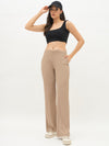 Femea Women Ribbed Polyester Lycra Straight Fit Track Pants