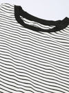 FEMEA Striped Pattern Round Neck Cotton Crop Top