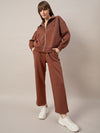 Femea Women Mock Collar Fleece Drop shoulder Track Suit