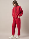 Femea Women Mock Collar Fleece Drop shoulder Track Suit