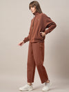 Femea Women Mock Collar Fleece Drop shoulder Track Suit