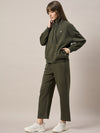 Femea Women Mock Collar Fleece Drop shoulder Track Suit