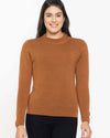 RVK Women Solid Acrylic Pullover Sweater-Brick
